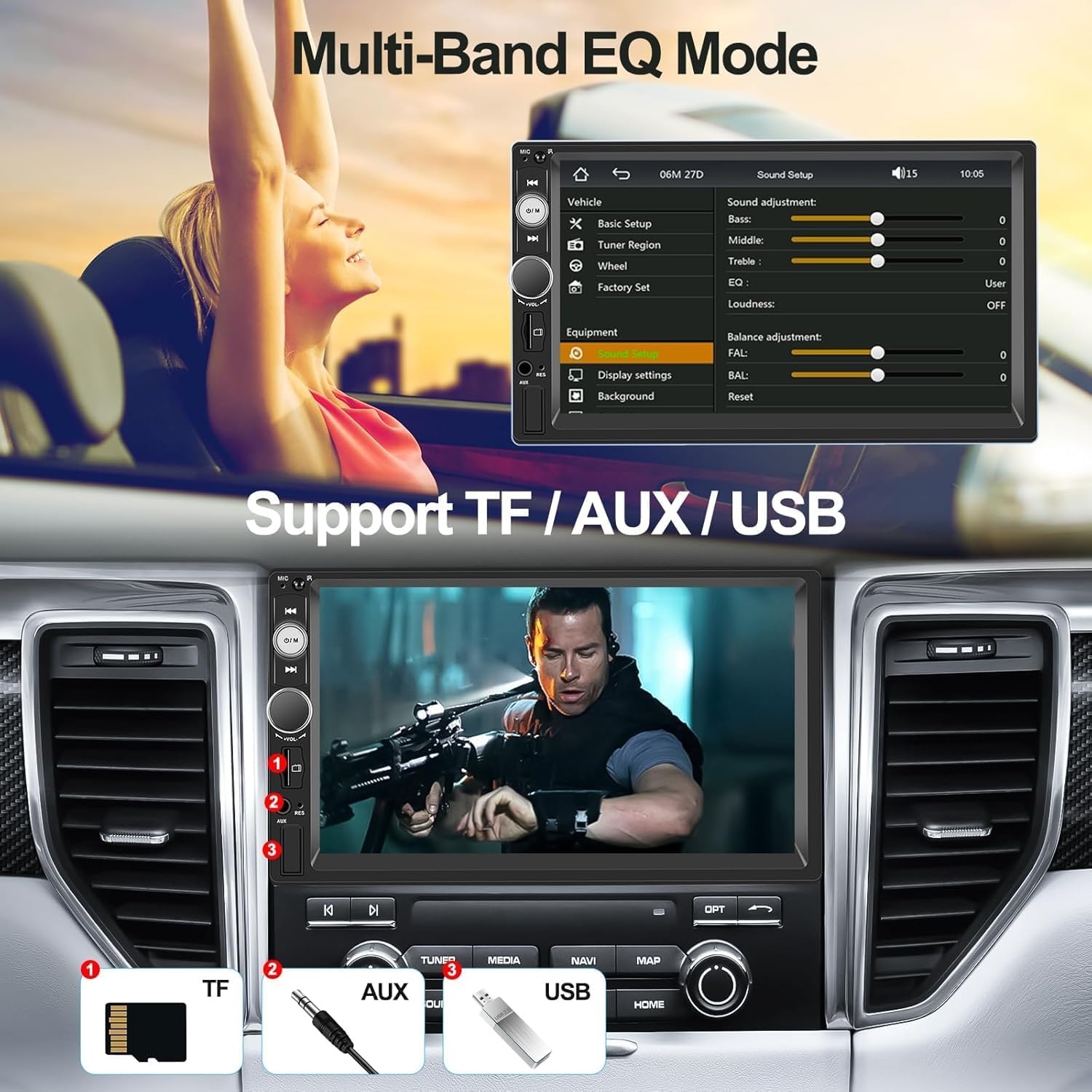 Dubbel DIN Autoradio met 58% Korting: Draadloze CarPlay/Android Auto & 7" HD Touchscreen