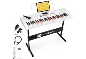 Elektronisch Keyboard Wit met 61 Verlichte Toetsen & Lesfuncties - 47% Korting