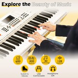 Elektronisch Keyboard Wit 61 Verlichte Toetsen - 35% Korting!