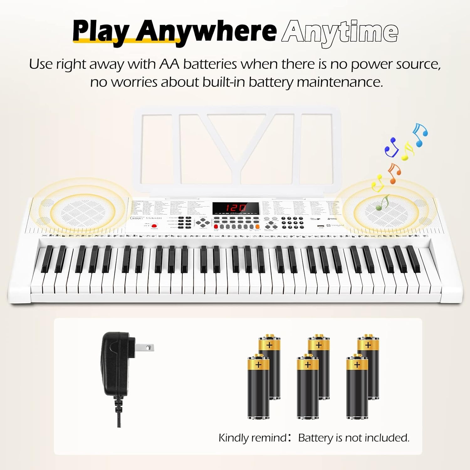 Elektronisch Keyboard Wit 61 Verlichte Toetsen - 35% Korting!