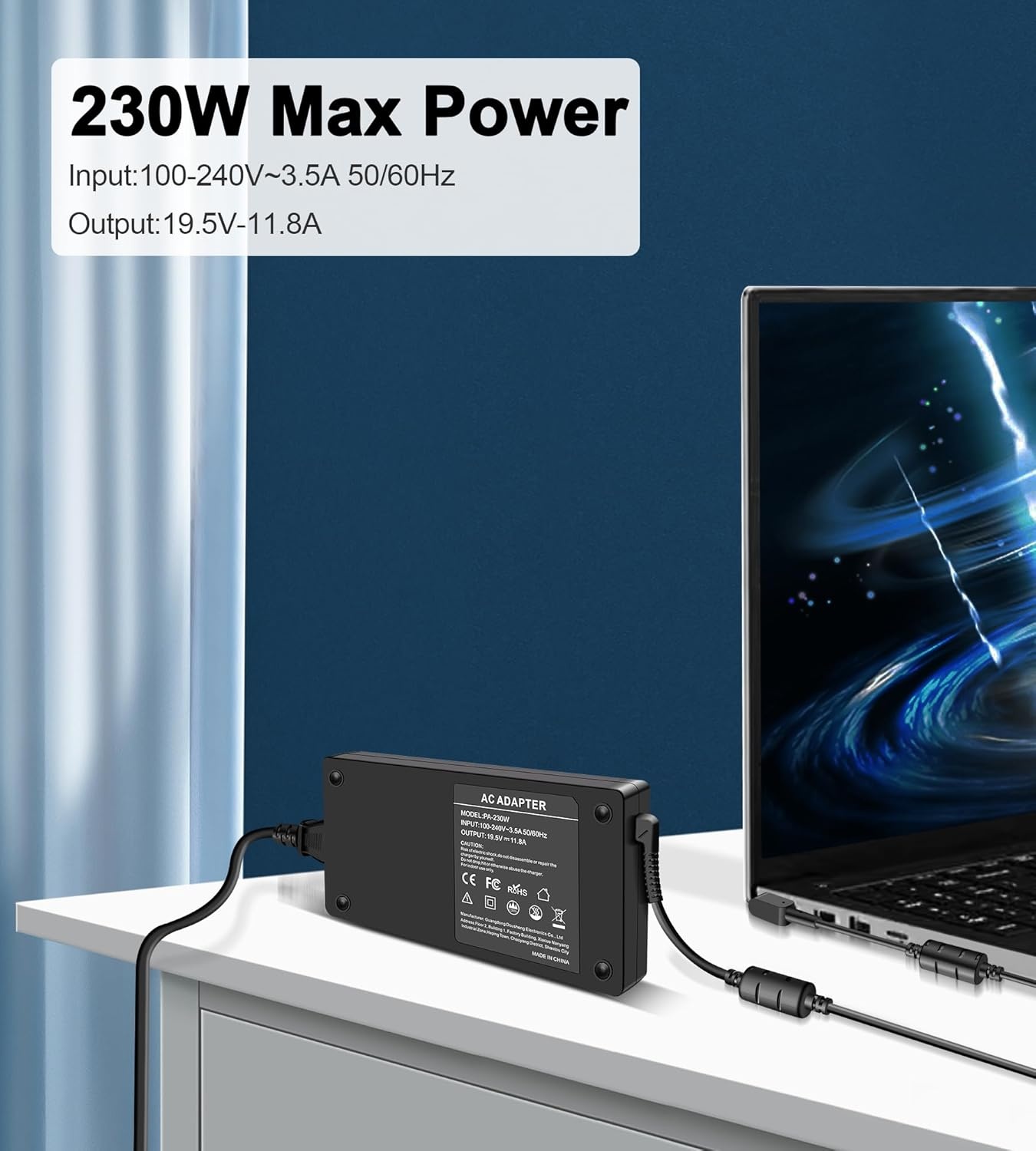 230W Oplader voor Acer Nitro 5, 16, 17, Predator Helios 300, 500, Neo 16, Triton 300, 500 SE en ConceptD Laptops
