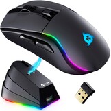 Draadloze Gaming Muis Zwart | Oplaadstation | 34% Korting