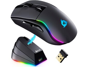 Draadloze Gaming Muis Zwart | Oplaadstation | 34% Korting
