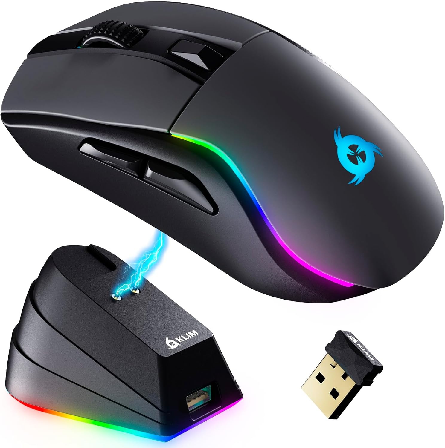 Draadloze Gaming Muis Zwart | Oplaadstation | 34% Korting