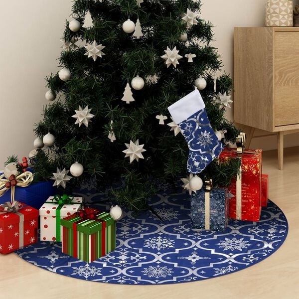 Luxe Blauwe Kerstboomrok met Sok (122 cm) - 72% Korting!