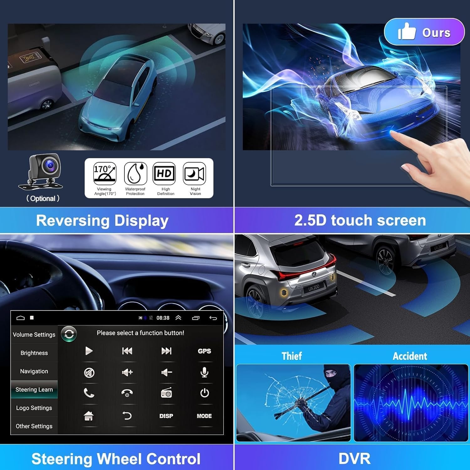 4 + 64GB 8 Core CAMECHO Android 13 Auto Radio voor VW Golf 5 Polo Caddy Skoda met Navi Carplay Android Auto Draadloze, Dubbele Din Radio met 9 Inch Scherm, spiegel Link RDS/FM Bluetooth 5.0 + DSP