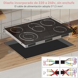 Keramische kookplaat, 5 platen, inbouw 8400 W, Jessier kookplaat 5 kookplaten met dubbele ring, ovaal grilloppervlak, kookplaat zelfvoorzienend 70 cm, 9 standen, pauzefunctie, timer,