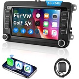 ESSGOO 4+64G Wireless CarPlay Android Car Radio for VW Caddy Golf MK5 6 Polo Passat Seat RCD330, Android 14 2 DIN Bluetooth Radio with 7 Inch Touch Scereen FM RDS GPS WiFi Sat Nav