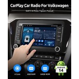 ESSGOO 4+64G Wireless CarPlay Android Car Radio for VW Caddy Golf MK5 6 Polo Passat Seat RCD330, Android 14 2 DIN Bluetooth Radio with 7 Inch Touch Scereen FM RDS GPS WiFi Sat Nav
