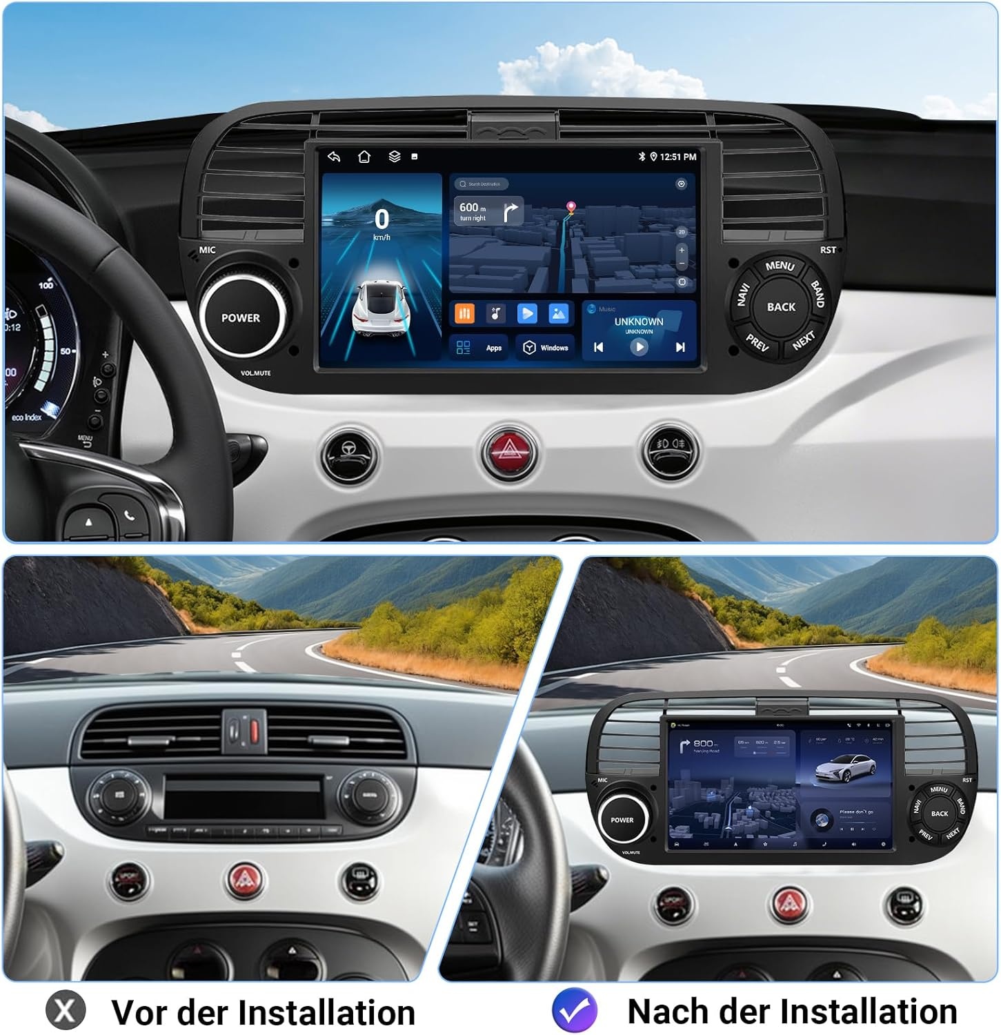 Android 14 Autoradio Fiat 500 (2007-2015) - 30% Korting