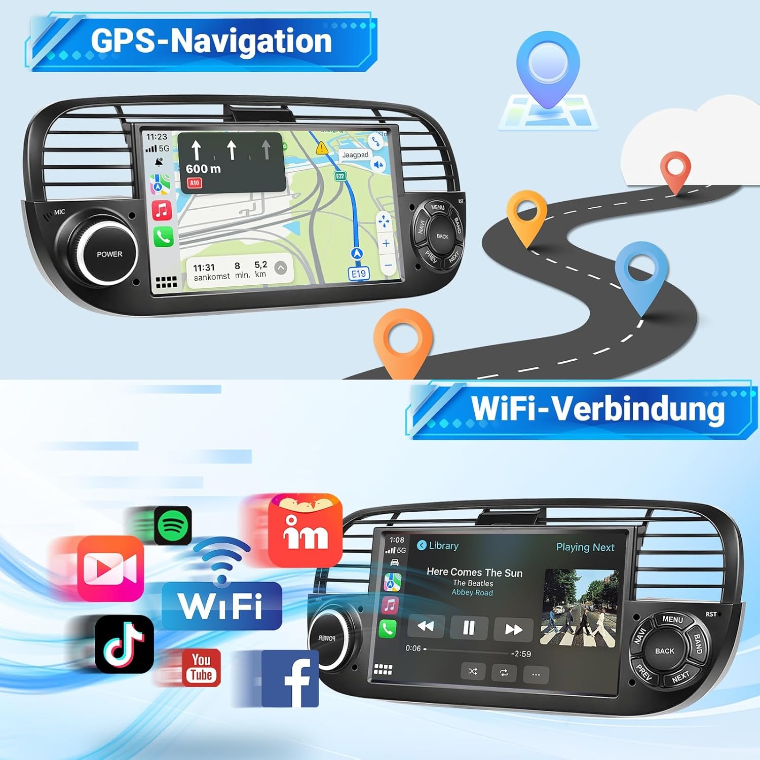 Android 14 Autoradio Fiat 500 (2007-2015) - 30% Korting