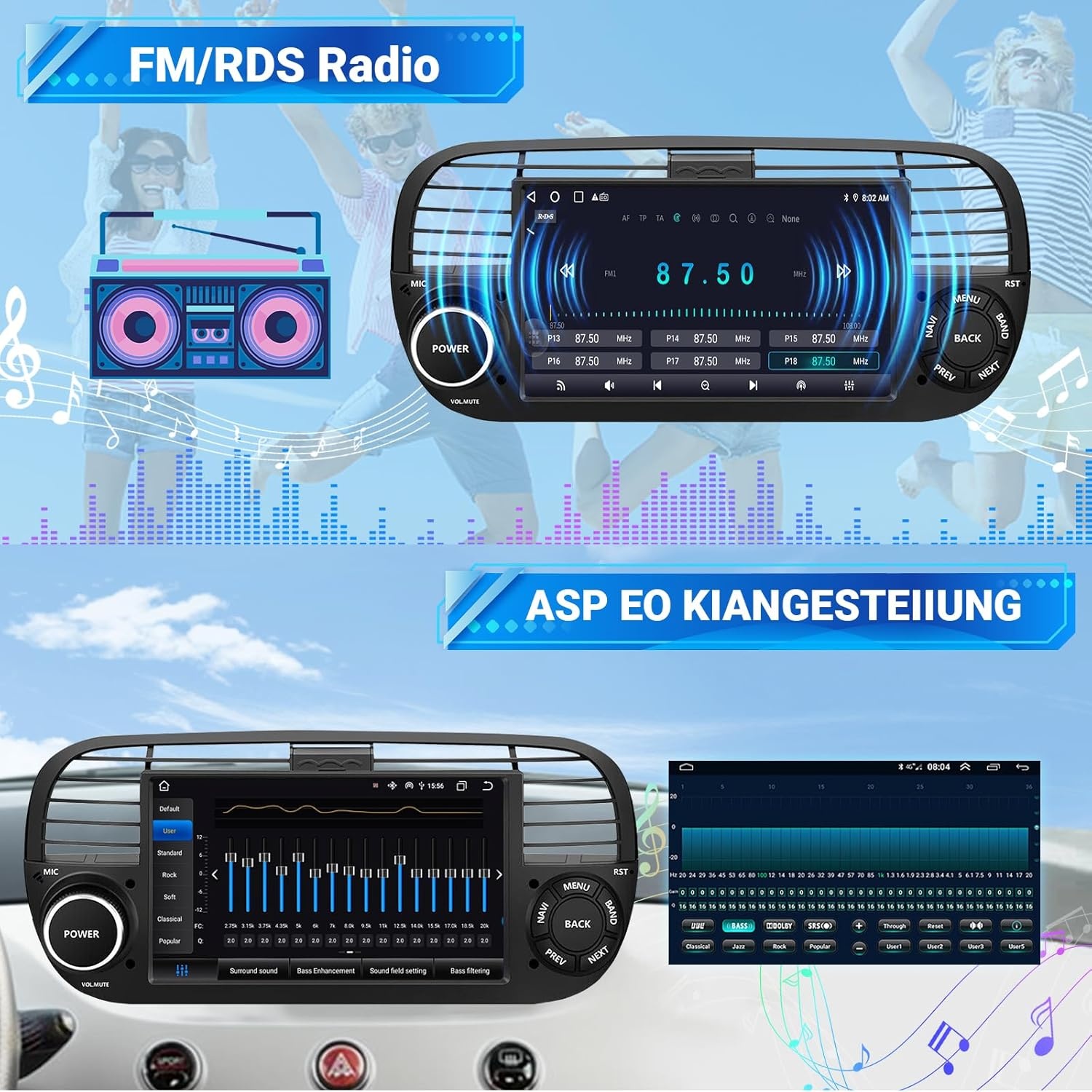 Android 14 Autoradio Fiat 500 (2007-2015) - 30% Korting