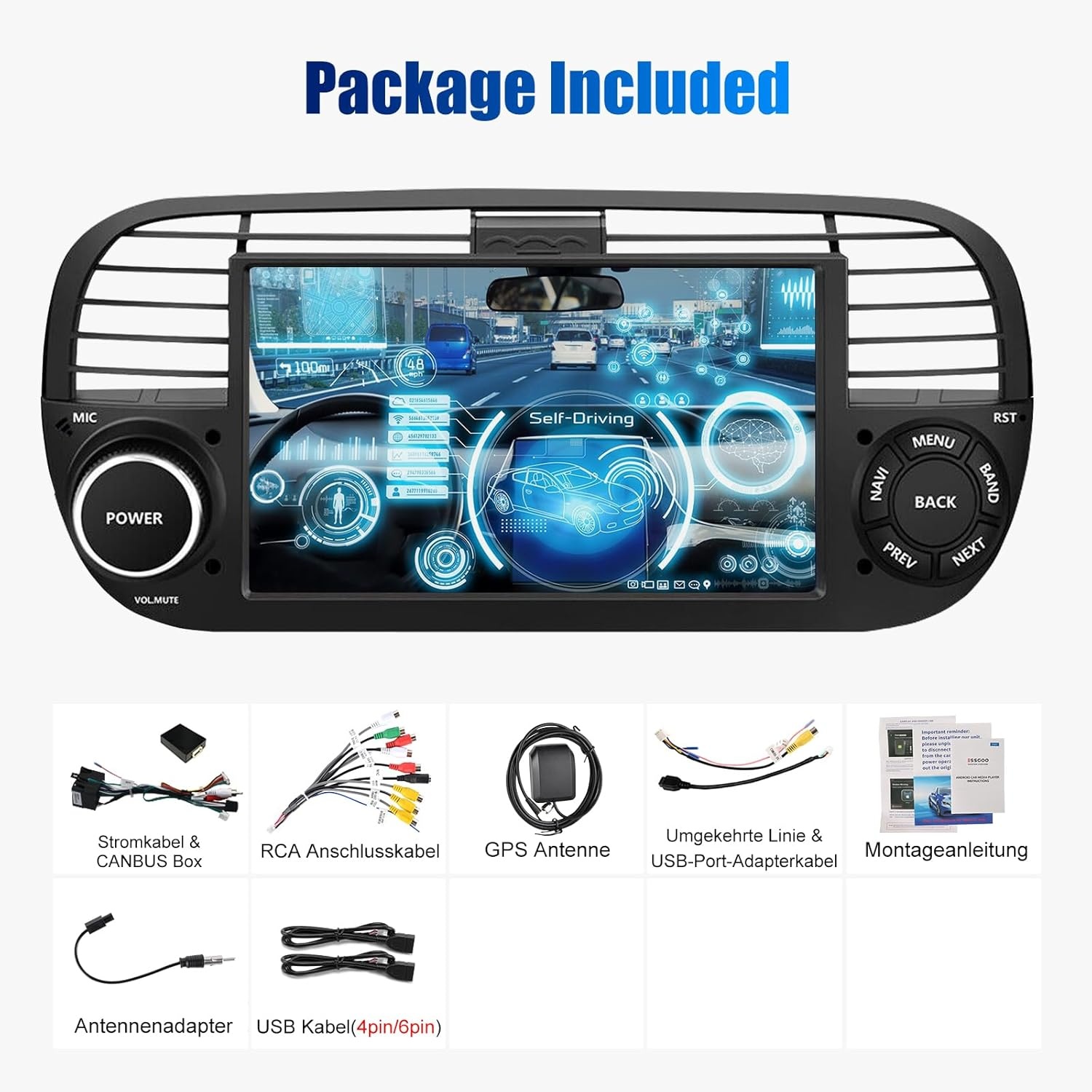 Android 14 Autoradio Fiat 500 (2007-2015) - 30% Korting