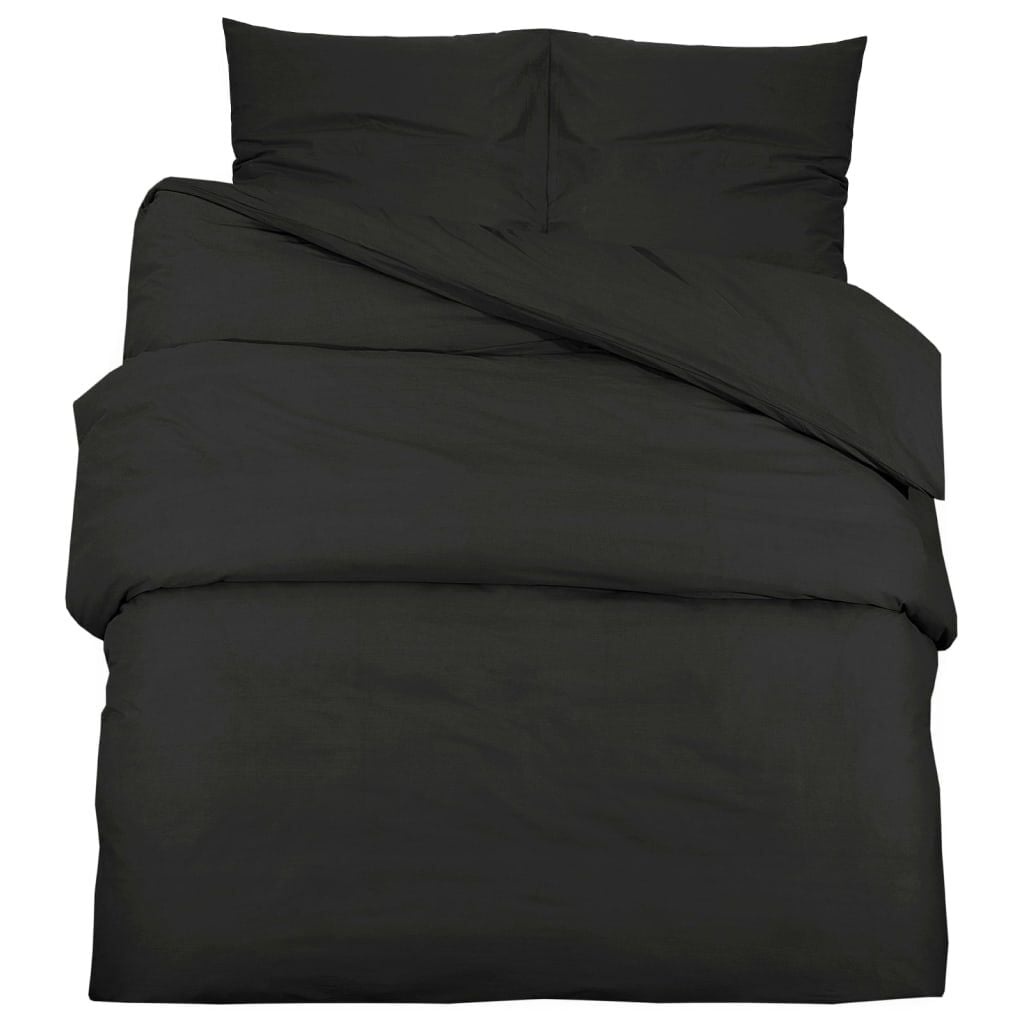 vidaXL Katoenen Dekbedovertrekset Zwart 220x240 cm - 28% Korting