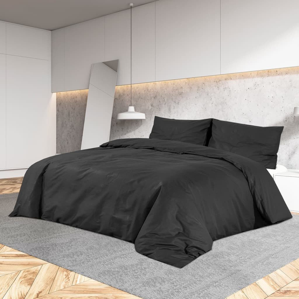 vidaXL Katoenen Dekbedovertrekset Zwart 220x240 cm - 28% Korting
