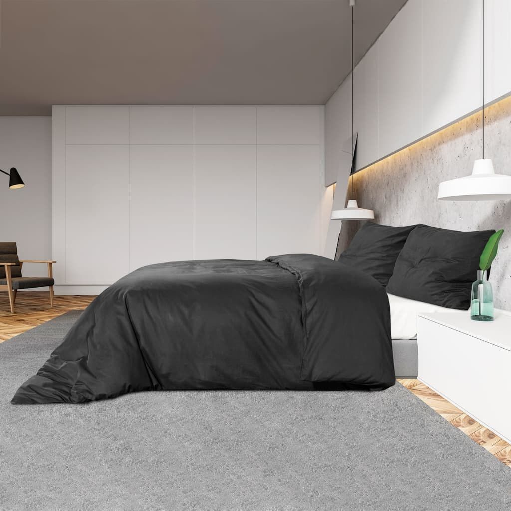 vidaXL Katoenen Dekbedovertrekset Zwart 220x240 cm - 28% Korting
