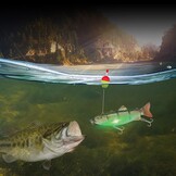 Elektrische bionische visaasset, meervoudig beweegbaar zwemaas, lichtgevende lokaas met visboei, 3 roterende propeller, doos voor zoet en zout water