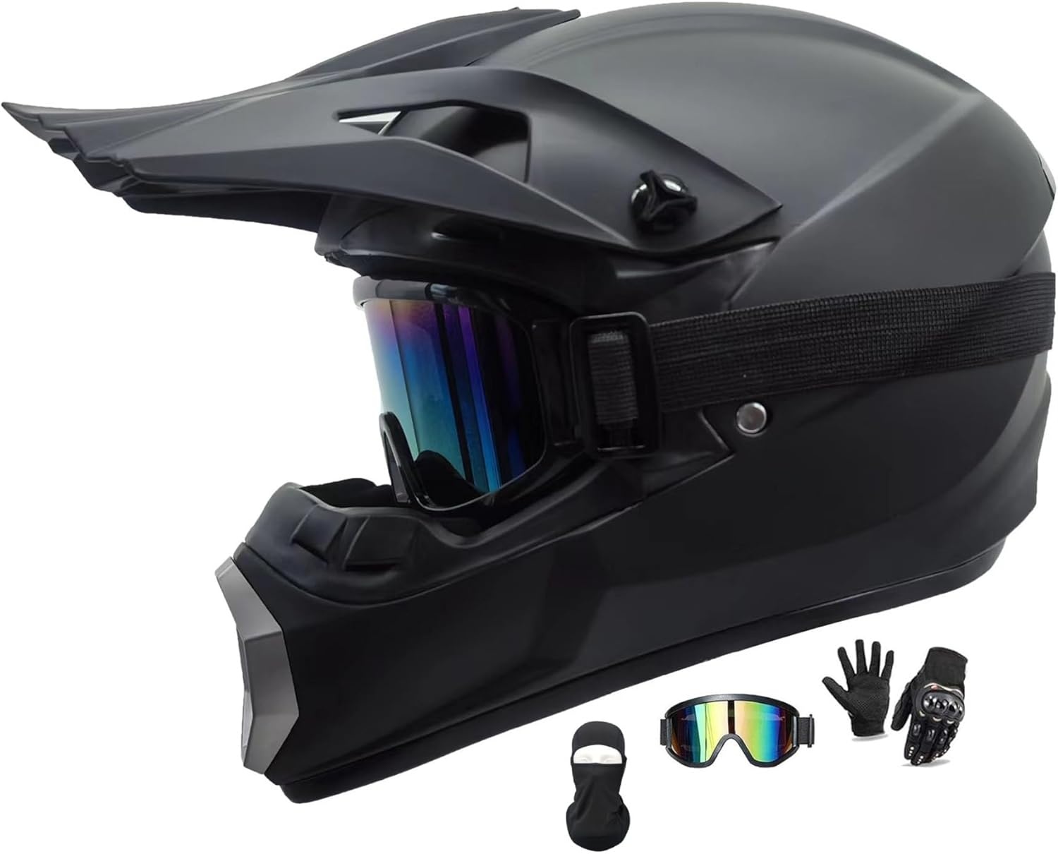 Motorcrosshelm Zwart L (56-57cm) - 34% Korting! Incl. Bril, Handschoenen, Balaclava
