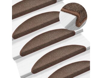 vidaXL Trapmatten 15 st 56x17x3 cm Koffiebruin Halfrond