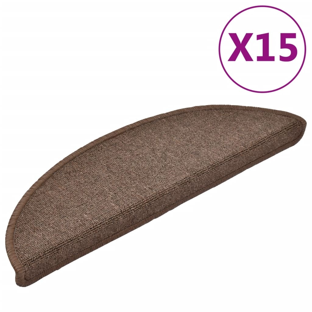 vidaXL Trapmatten 15 st 56x17x3 cm Koffiebruin Halfrond