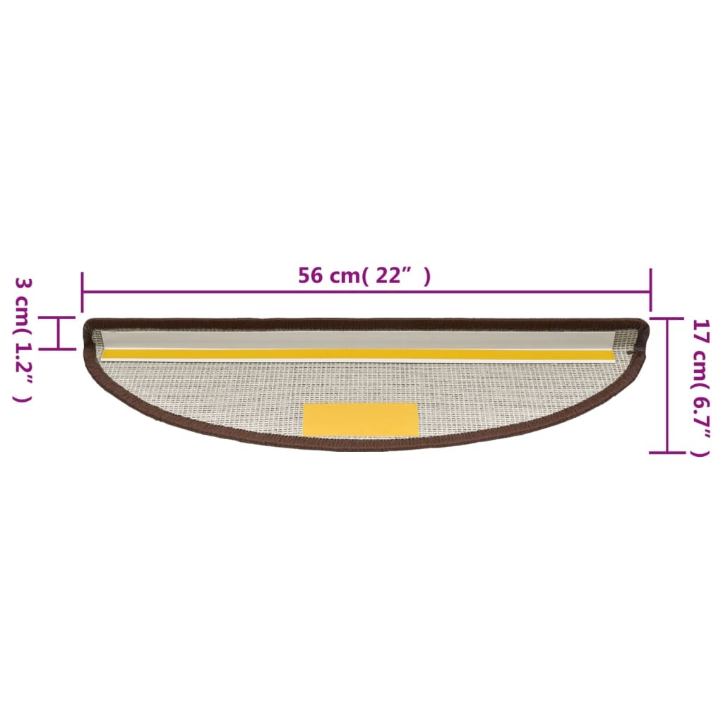 vidaXL Trapmatten 15 st 56x17x3 cm Koffiebruin Halfrond