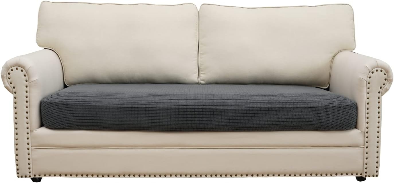 Eismodra Bankovertrek, 2-zits bankhoes, rekbare kussensloop, bankbeschermende bankhoes, elastische hoes voor L-vormige bank, donkergrijs, lengte 95-135 cm (1