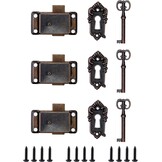 QWORK® 3-delig vintage kastslot, antieke decoratieve sloten met sleutels, voor juwelendoosjes, kasten, laden,53 * 26mm