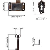 QWORK® 3-delig vintage kastslot, antieke decoratieve sloten met sleutels, voor juwelendoosjes, kasten, laden,53 * 26mm