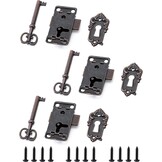 QWORK® 3-delig vintage kastslot, antieke decoratieve sloten met sleutels, voor juwelendoosjes, kasten, laden,53 * 26mm