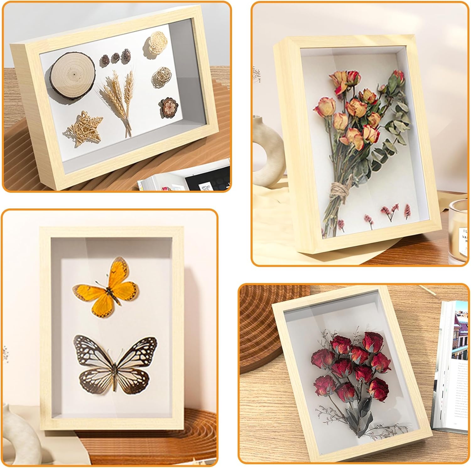 CiciIng 3D Diep Fotolijst A4 Houtkleur met Acryl Glas