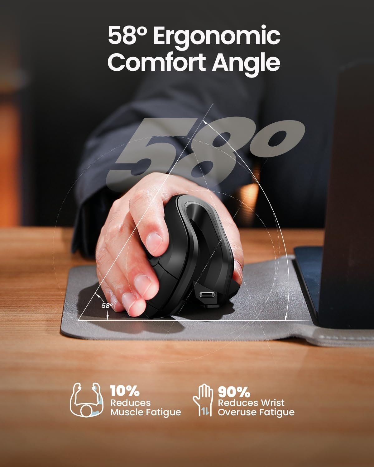 Ergonomische Verticale Muis - Draadloos & Oplaadbaar - 28% Korting!