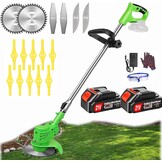 Accu Grasmaaier met Grastrimmer 2x 4.0 Ah Batterijen en Snellader, Groen/Zwart