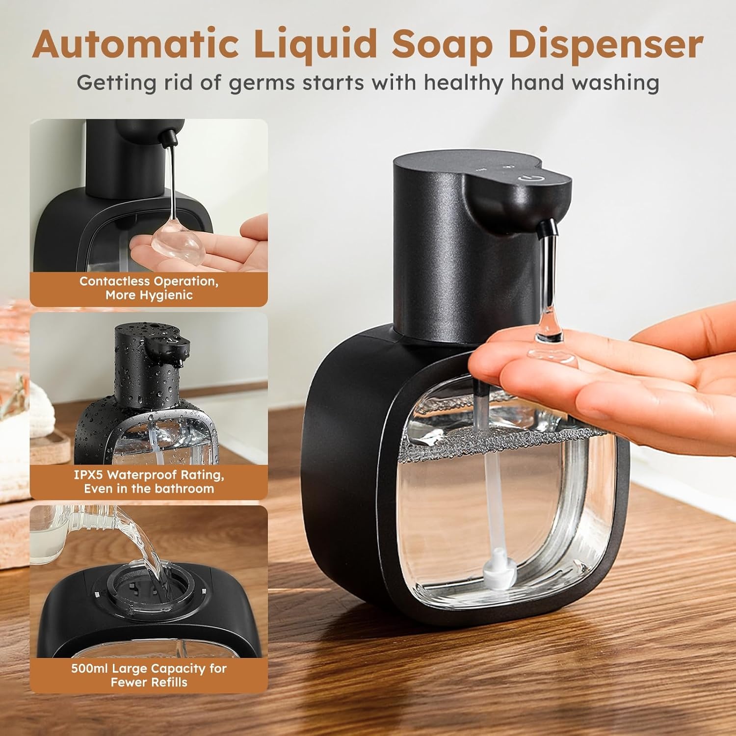Automatische Schuimzeepdispenser 500ml - Contactloos & USB-Oplaadbaar