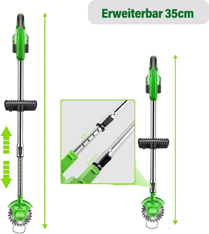 Accu Grasmaaier met Grastrimmer 2x 4.0 Ah Batterijen en Snellader, Groen/Zwart
