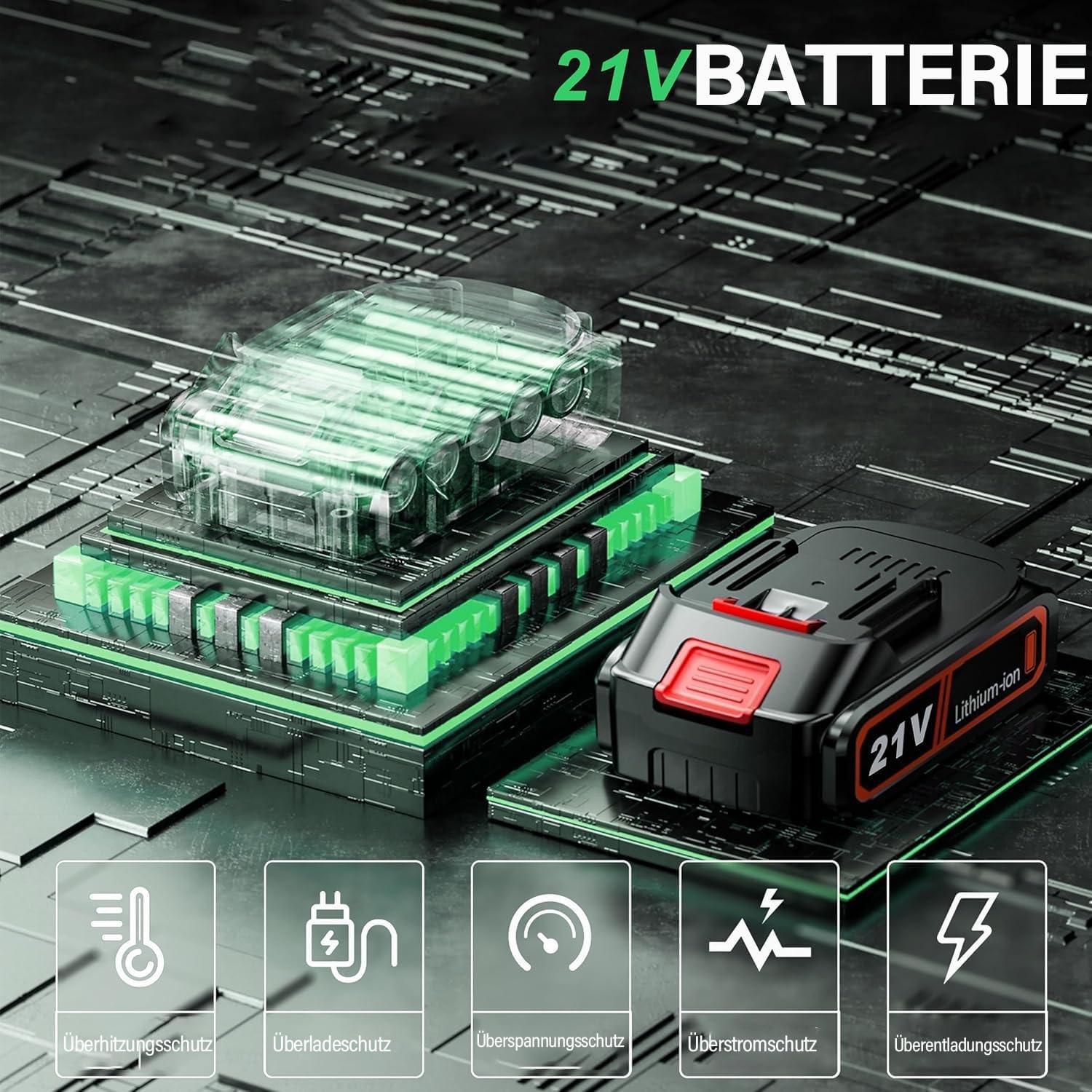 Accu Grasmaaier met Grastrimmer 2x 4.0 Ah Batterijen en Snellader, Groen/Zwart