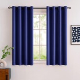 MIULEE 2 gordijnen, ondoorzichtig, zacht, met ogen, geblokkeerd, thermische decoratie, voor slaapkamer, woonkamer, toilet, kantoor, L 117 x H 137 cm, donkerblauw