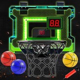Mini basketbalring voor binnen met elektronisch scorebord, geluid & LED-verlichting - Inclusief 3 ballen en luchtpomp