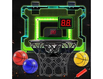 Mini basketbalring voor binnen met elektronisch scorebord, geluid & LED-verlichting - Inclusief 3 ballen en luchtpomp