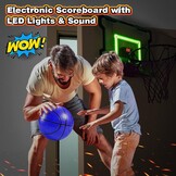 Mini basketbalring voor binnen met elektronisch scorebord, geluid & LED-verlichting - Inclusief 3 ballen en luchtpomp