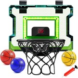 Mini basketbalring voor binnen met elektronisch scorebord, geluid & LED-verlichting - Inclusief 3 ballen en luchtpomp