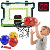 Mini basketbalring voor binnen met elektronisch scorebord, geluid & LED-verlichting - Inclusief 3 ballen en luchtpomp