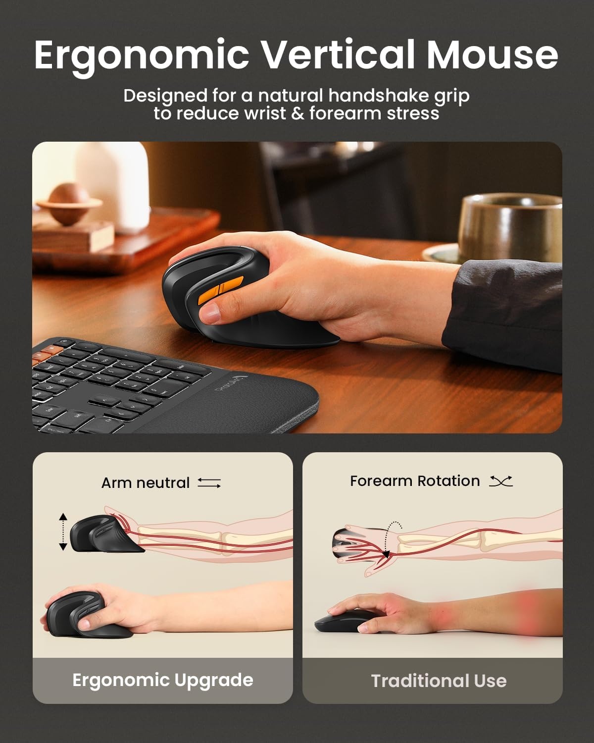 Ergonomische Verticale Muis (28% Korting) - Zwart
