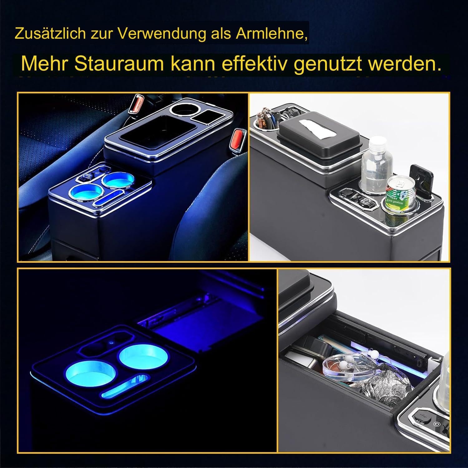Middenconsole Zwart VW T4-T7 met LED & USB - 30% Korting