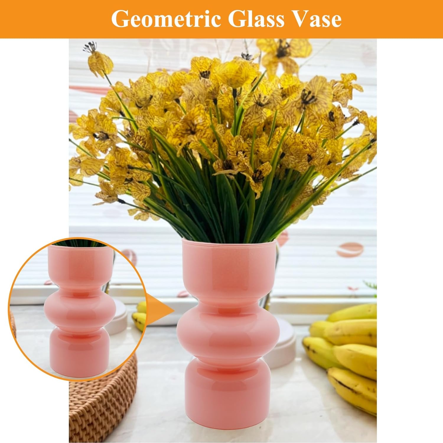 Glazen Vaas Roze Geometrisch 18 cm Hoog - 71% Korting!