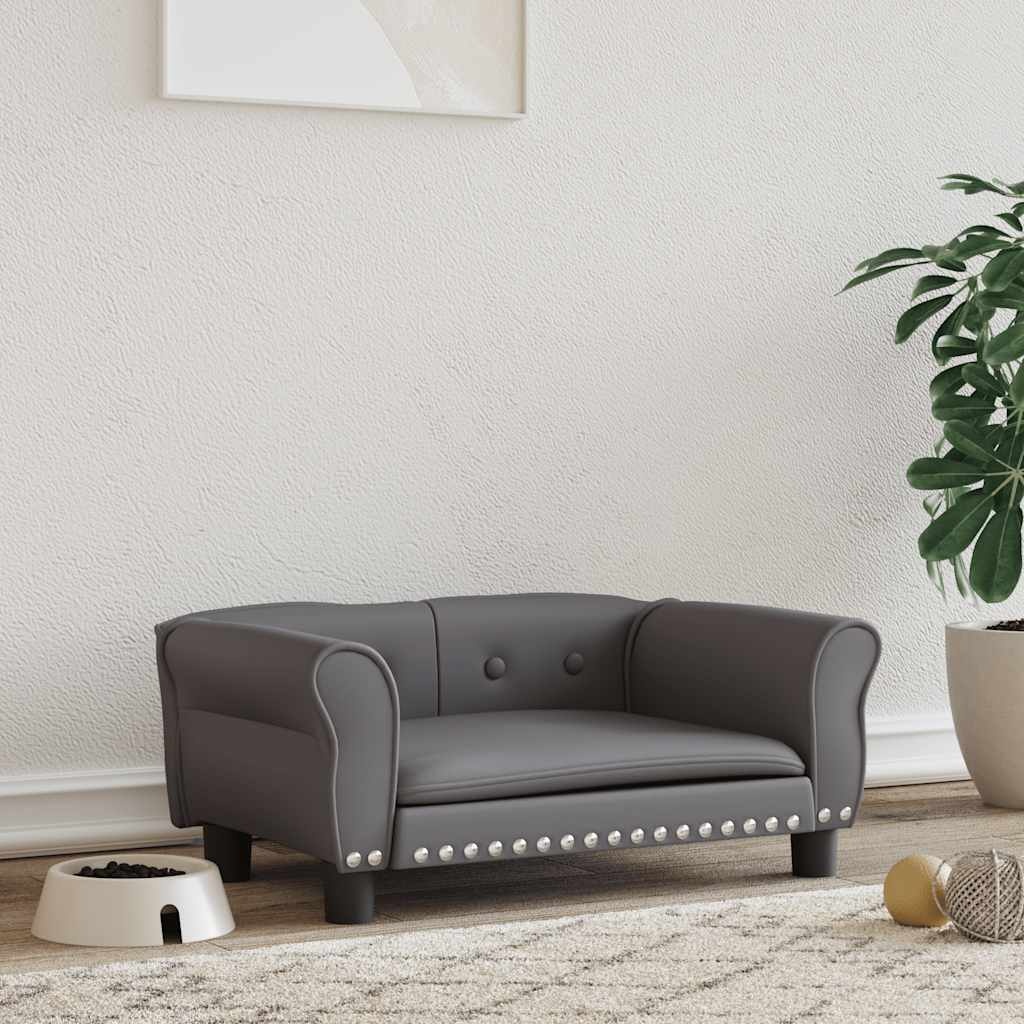 vidaXL Hondenmand Kunstleer Grijs - 70x45x30 cm (34% Korting!)