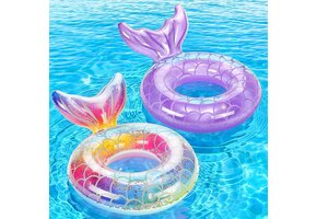 Zeemeerminstaart Zwemring 58 cm - Regenboog Zilver/Paars (44% Korting)