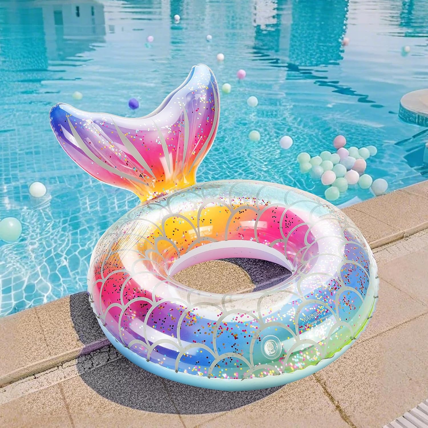 Zeemeerminstaart Zwemring Regenboog/Zilver/Paars (58cm) - 32% Korting!