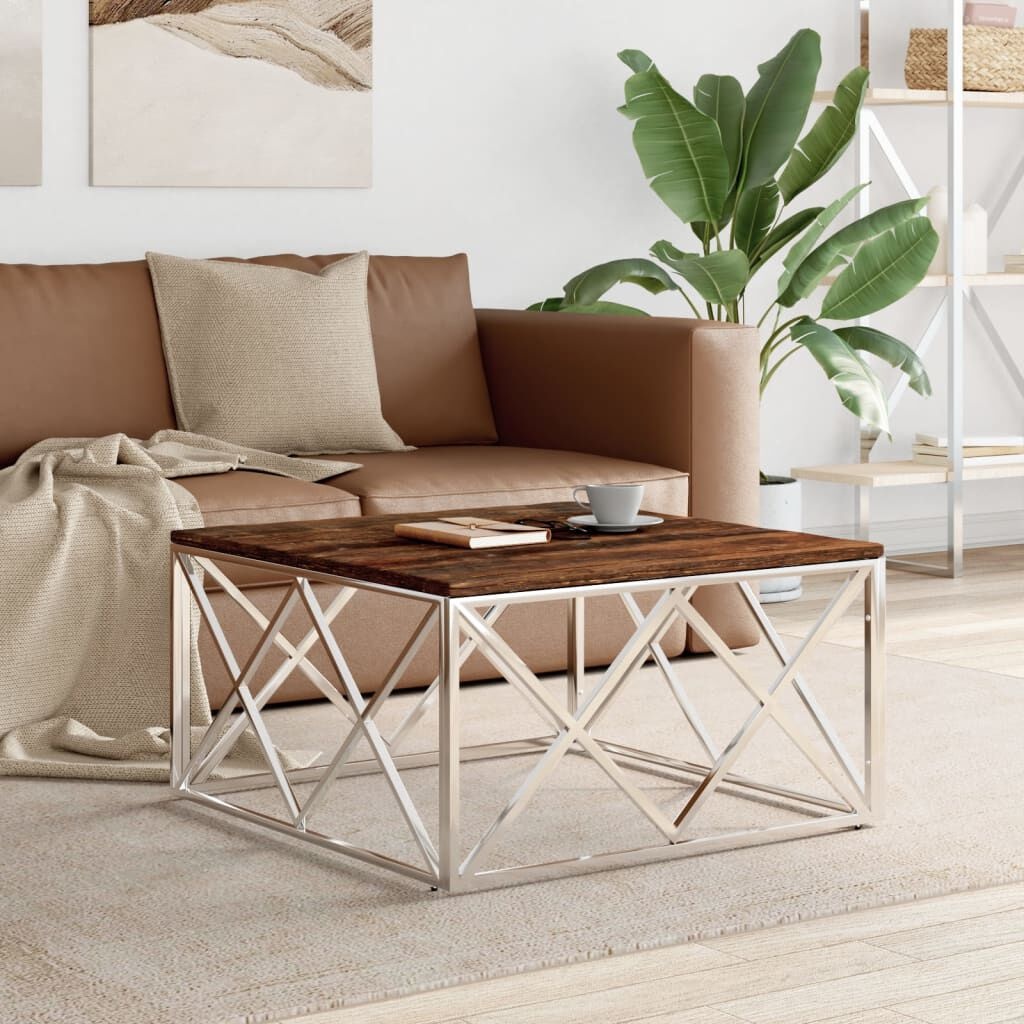 vidaXL Salontafel - Roestvrij Staal & Gerecycled Hout - 34% Korting