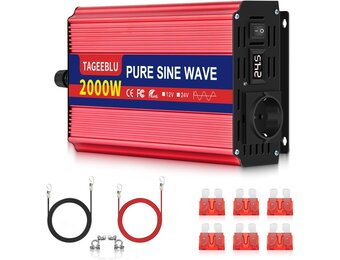Pure Sinus Omvormer 2000W 24V -> 230V - 54% Korting!