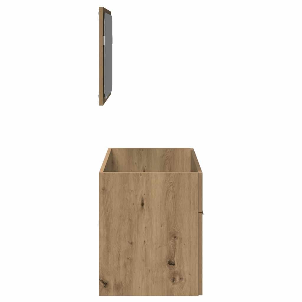 Badkamerkast met Spiegel - Bewerkt Hout Artisanaal Eikenkleurig - 43% Korting